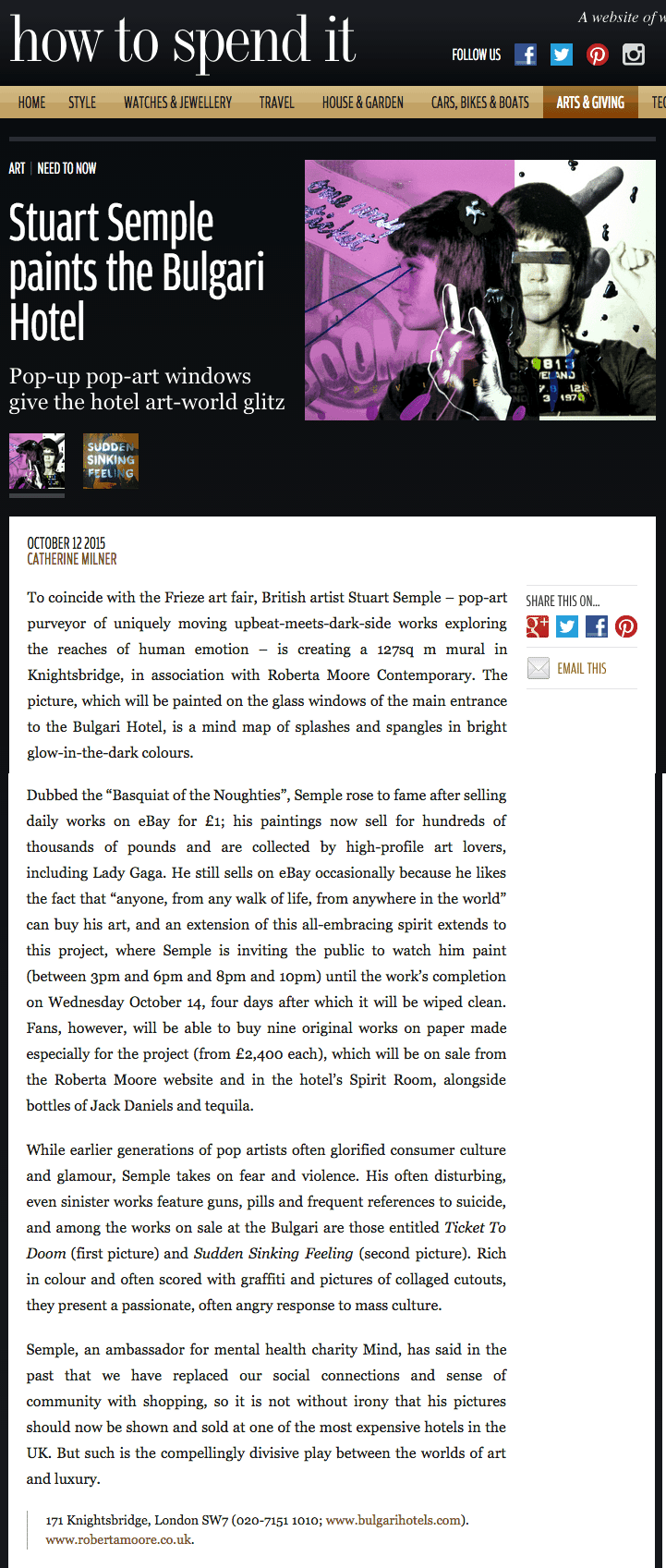 Stuart Semple FT How to spend it