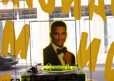 Carlton Banks, scultpture by Stuart Semple in the window of his London gallery show